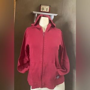 Hoodie Cotton Full Zip Women’s Size Small (Missing Tie In Hoodie Red